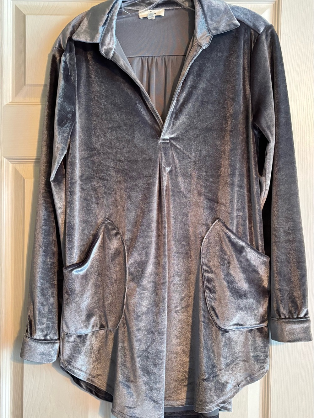 entro Gray Velvet Tunic Jacket
